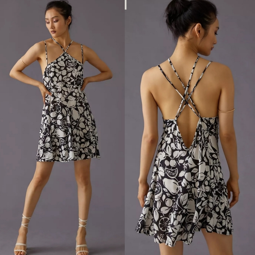 By Anthropologie Sheer Floral Mini Dress Size L